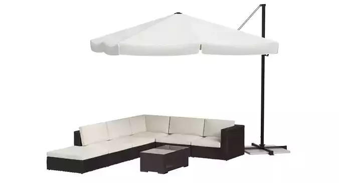 Garden Furniture with Sunshade 3D model