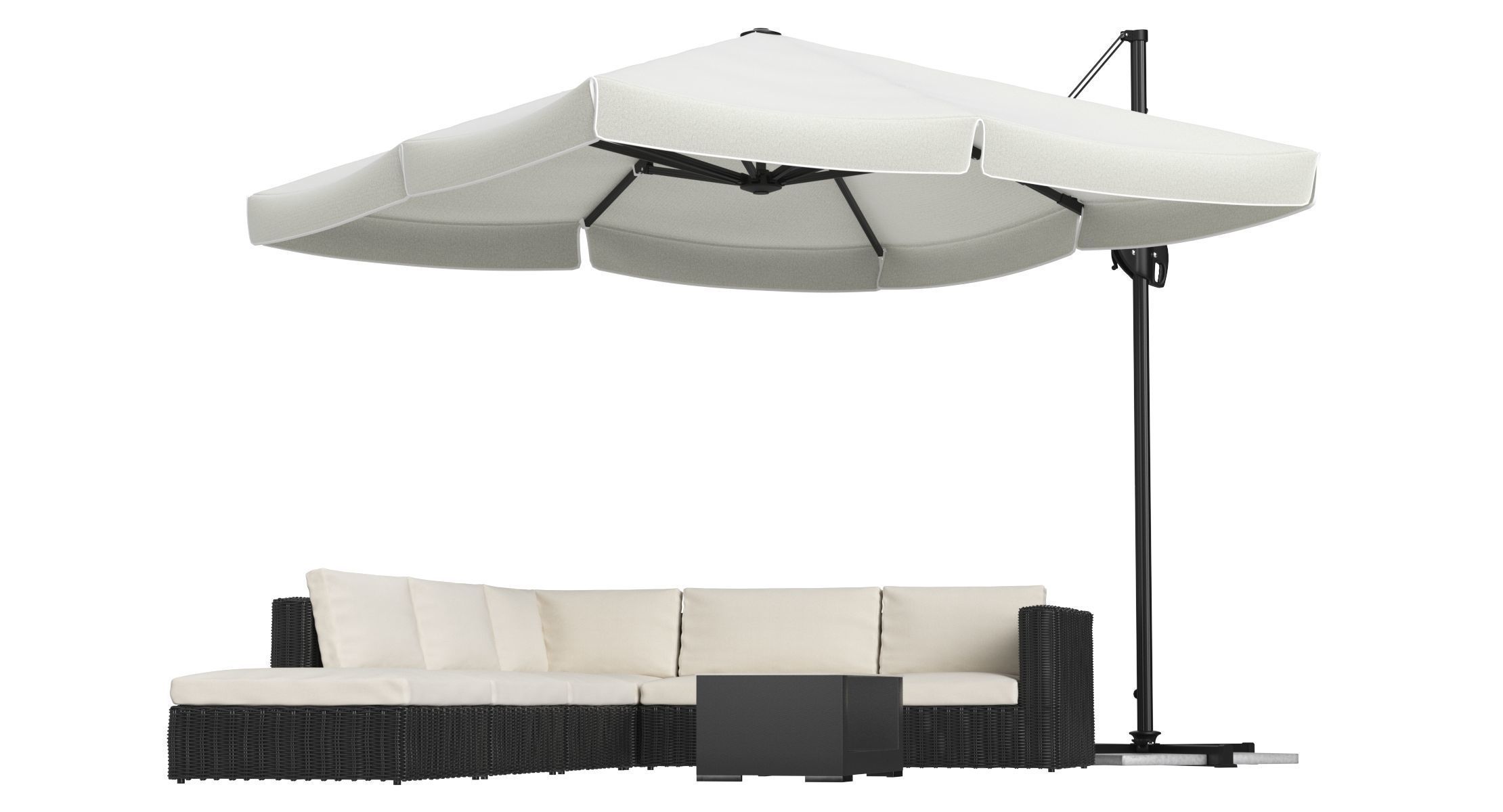 Garden Furniture with Sunshade 3D model_2