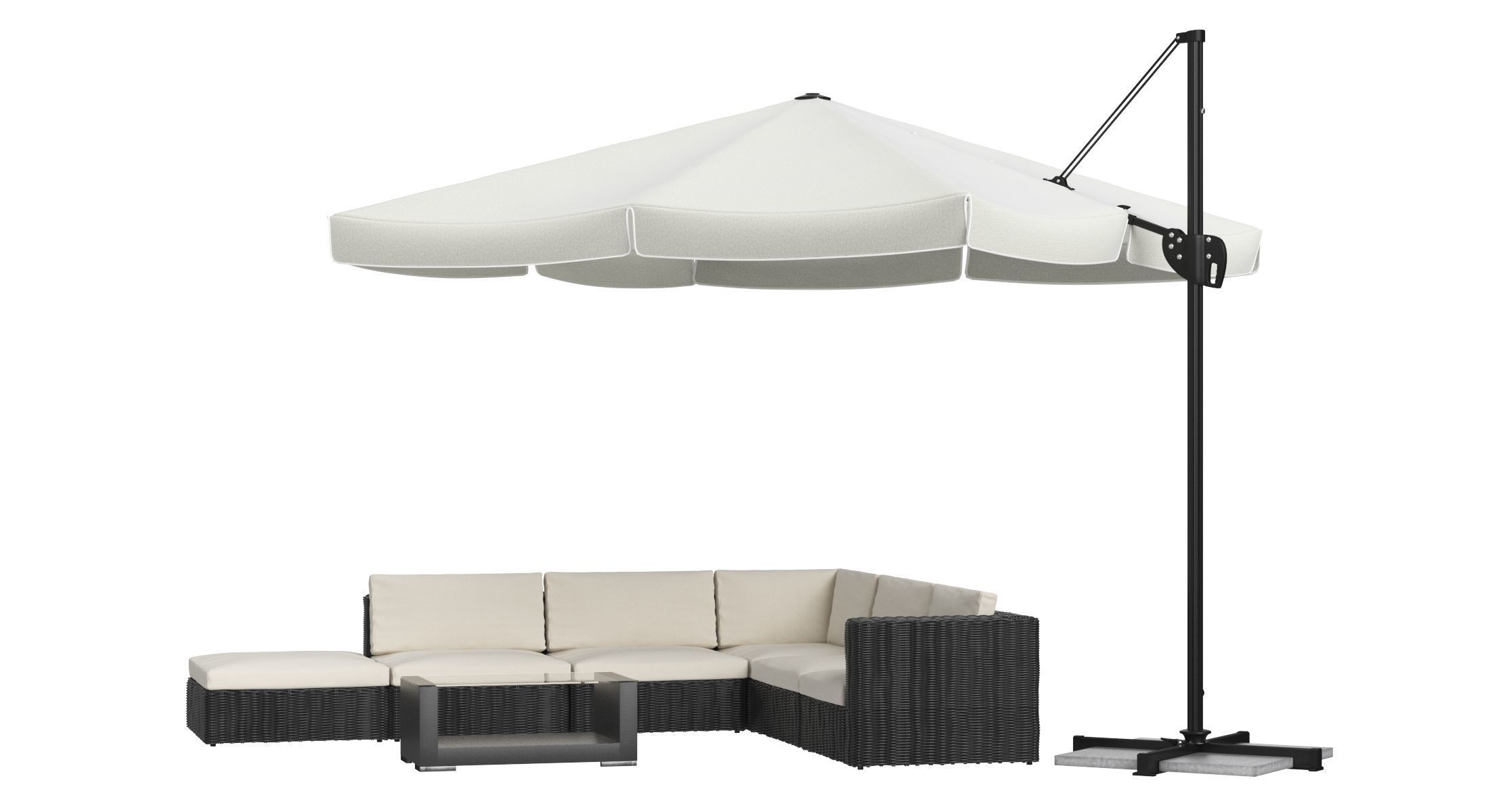 Garden Furniture with Sunshade 3D model_1