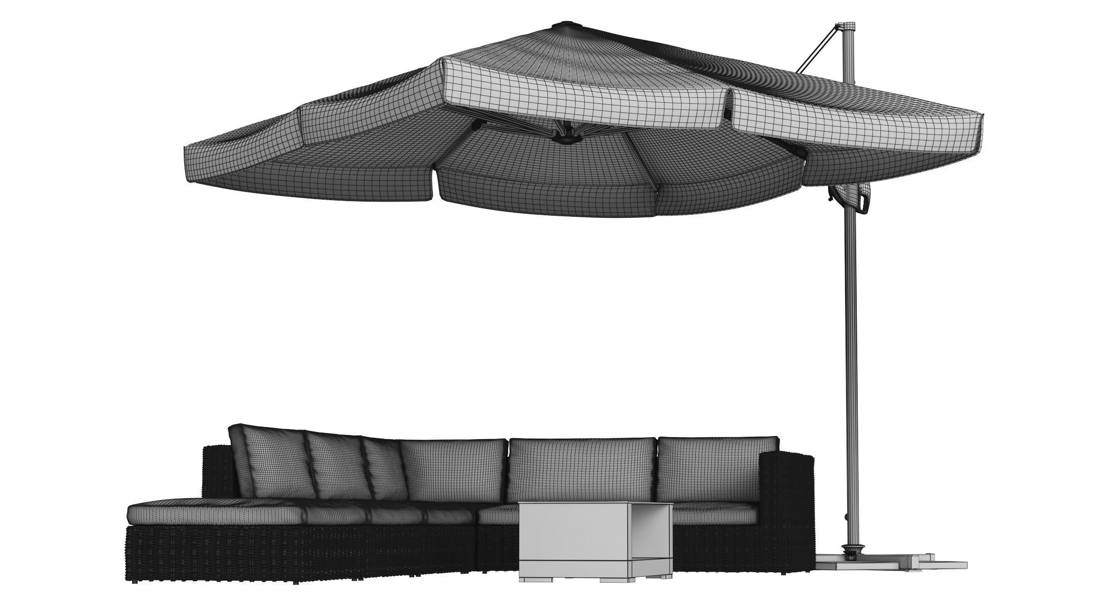 Garden Furniture with Sunshade 3D model_5