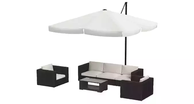 Garden Furniture with Sunshade 2 3D model