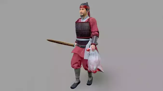 china Warrior Low-poly 3D model