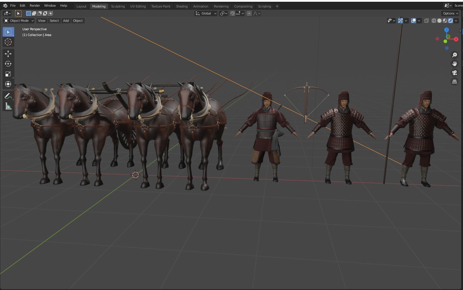 Carriage with Horses Low-poly 3D model_22