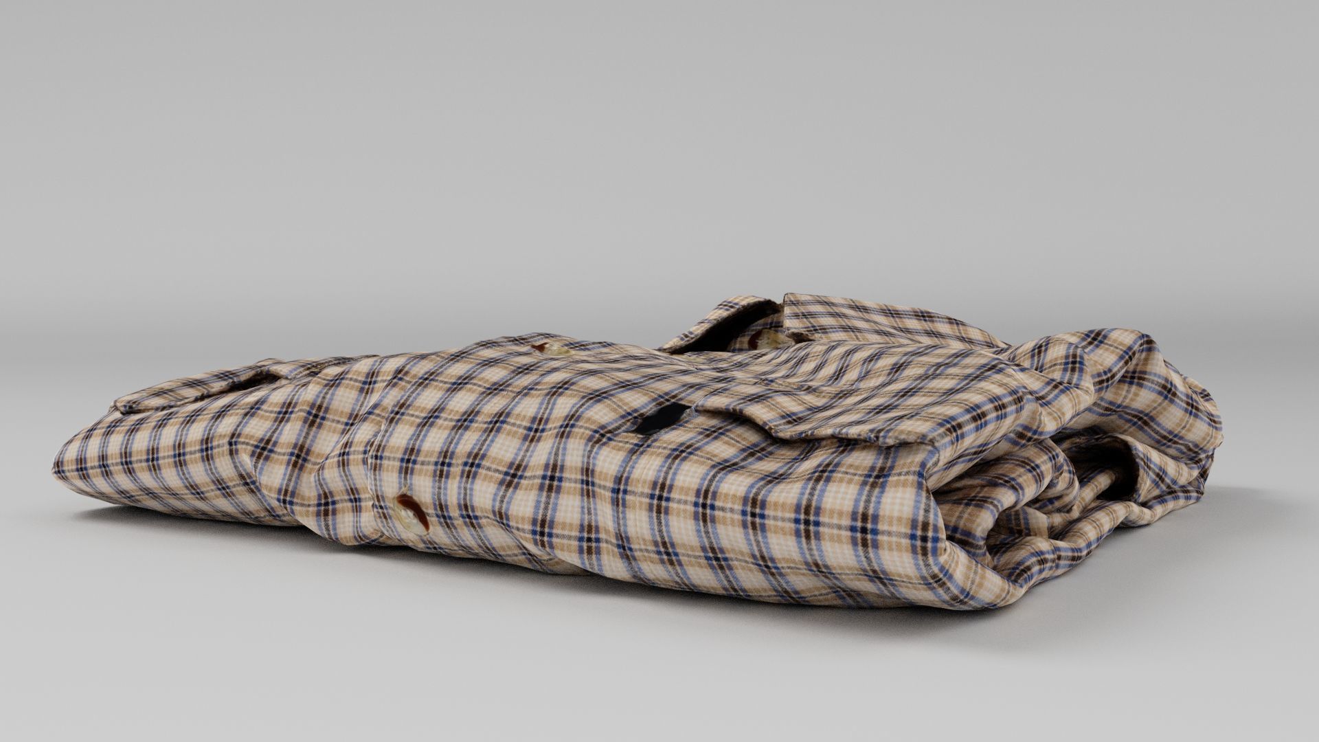 folded checkered shirt Generic casual wardrobe 3D model_4