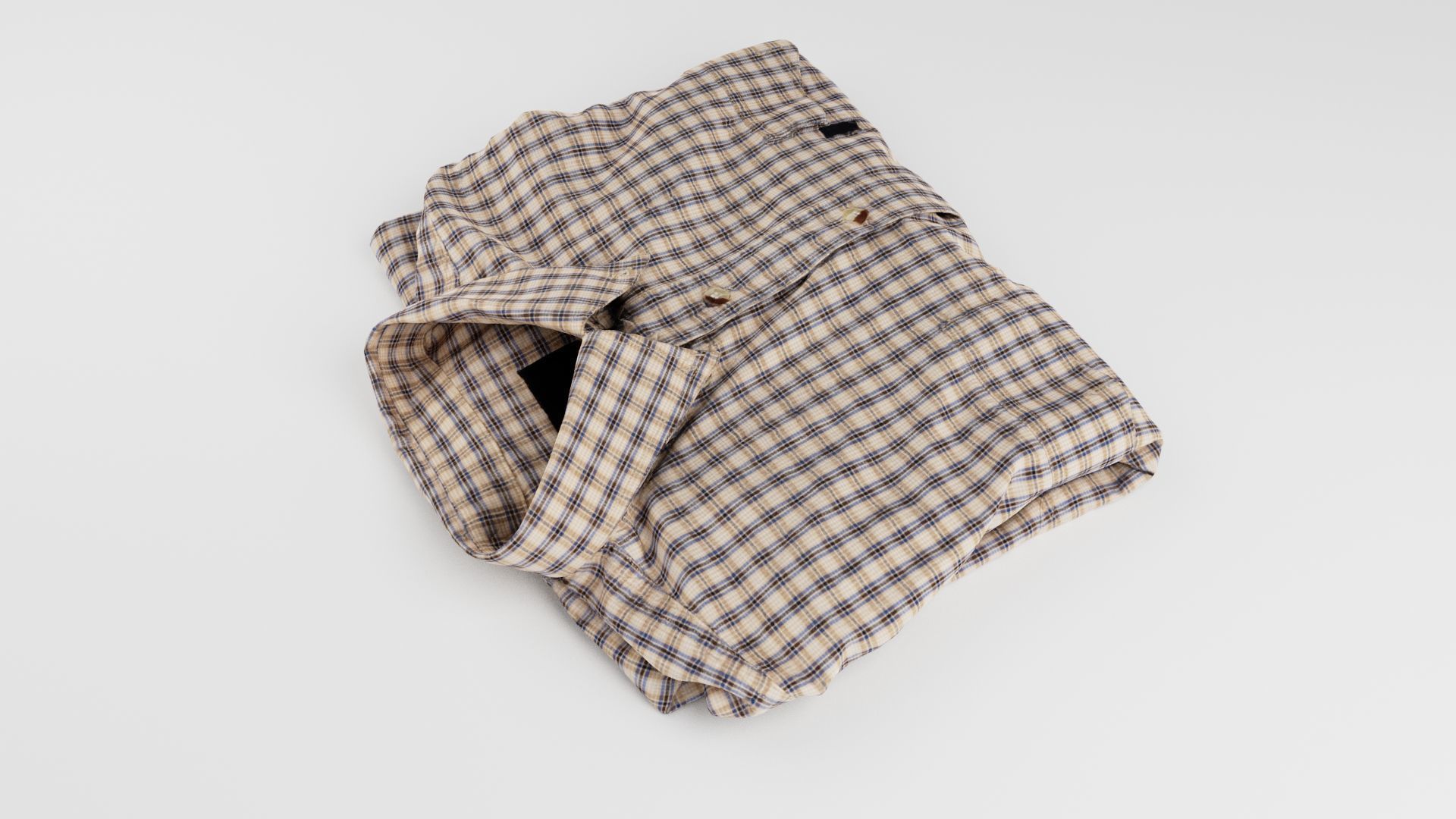 folded checkered shirt Generic casual wardrobe 3D model_2