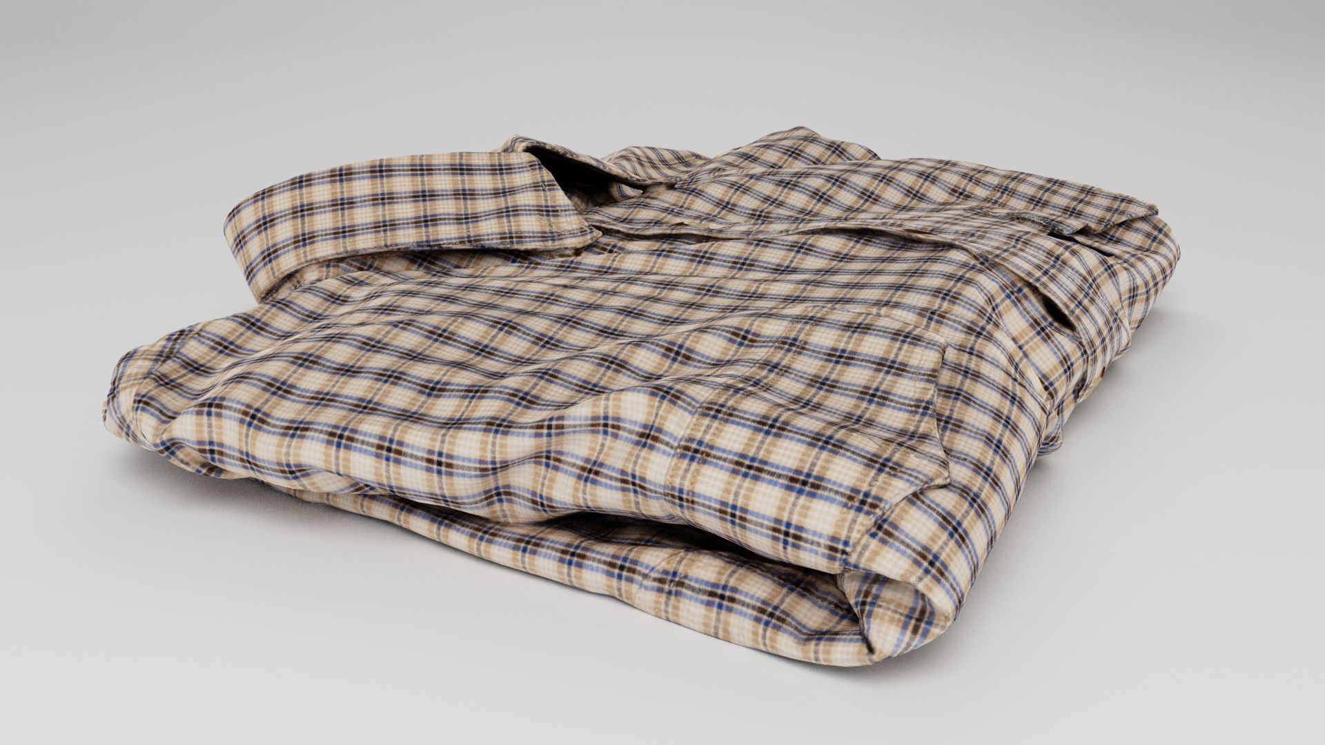 folded checkered shirt Generic casual wardrobe 3D model_3
