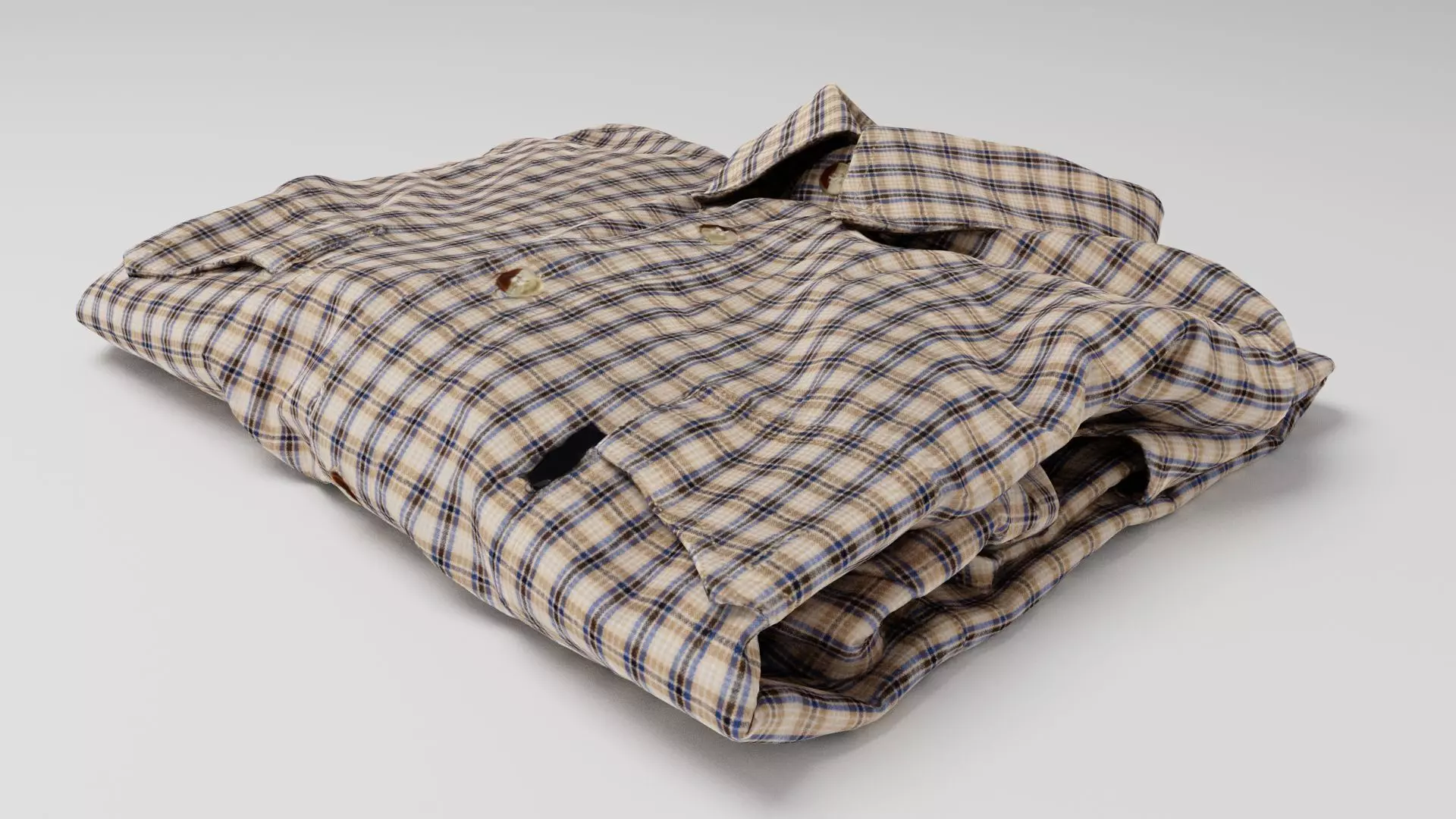 folded checkered shirt Generic casual wardrobe 3D model_0