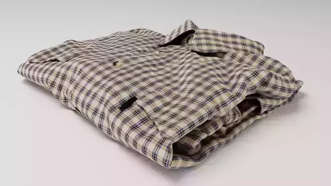 folded checkered shirt Generic casual wardrobe  3D model