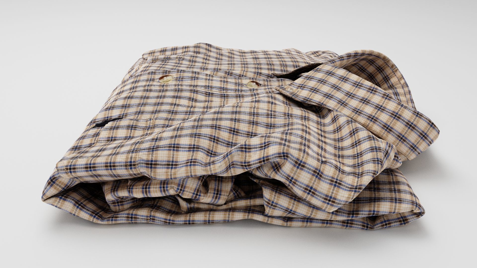 folded checkered shirt Generic casual wardrobe 3D model_1