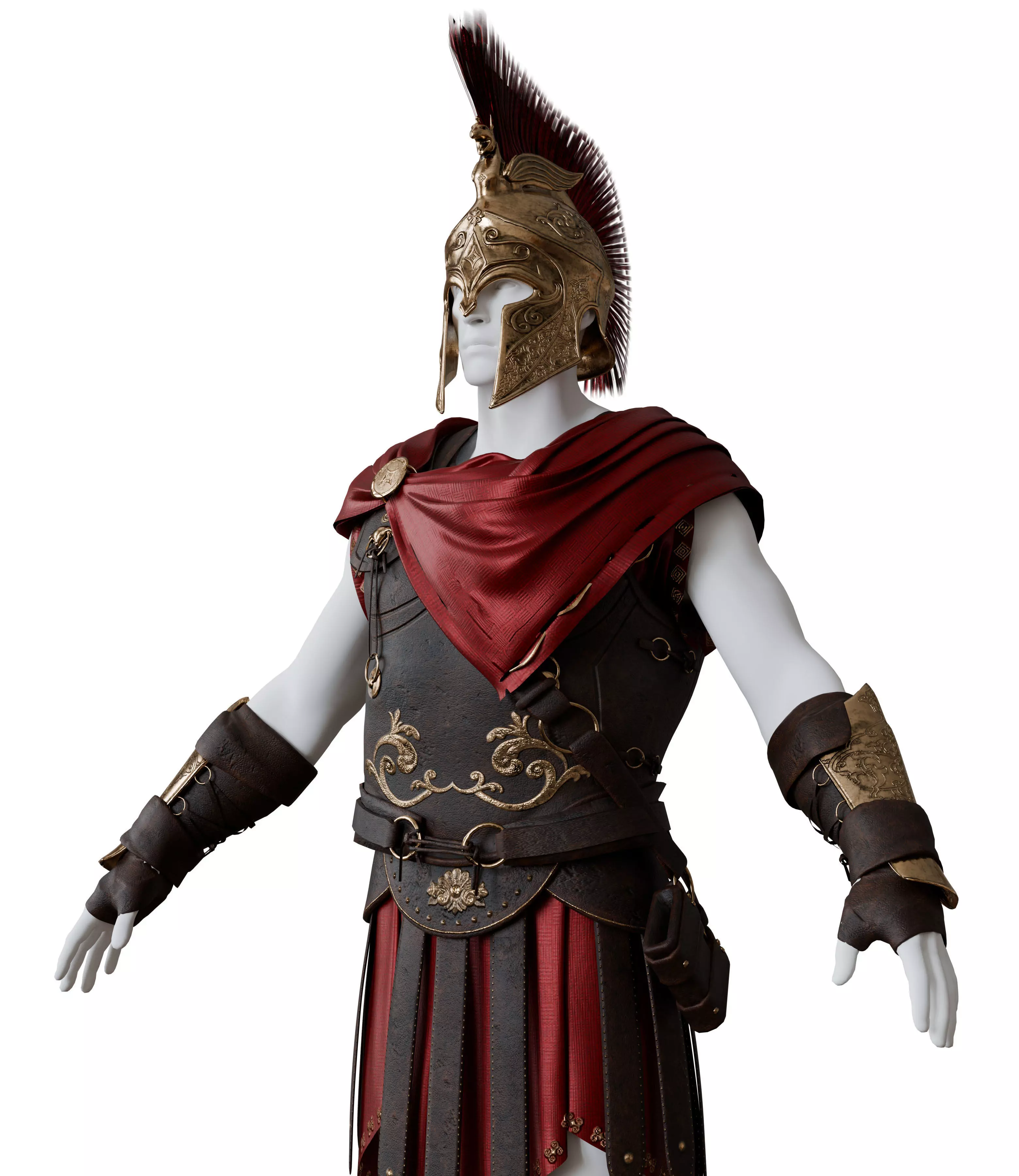 Roman Spartan Soldier Armor And Weapons Set Low-poly 3D model_0