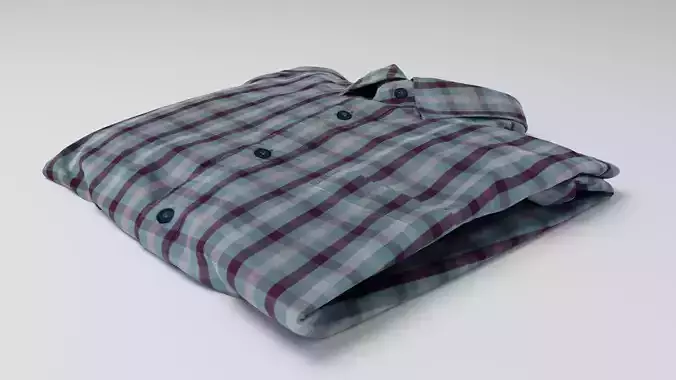 folded checkered shirt Generic casual wardrobe  3D model