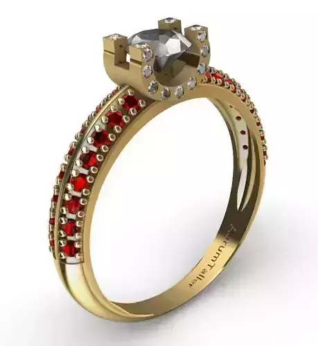 Sortija Diamante y rubies