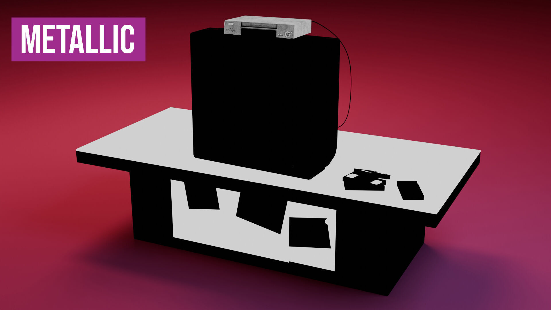 Retro TV and VCR Low-poly 3D model_31