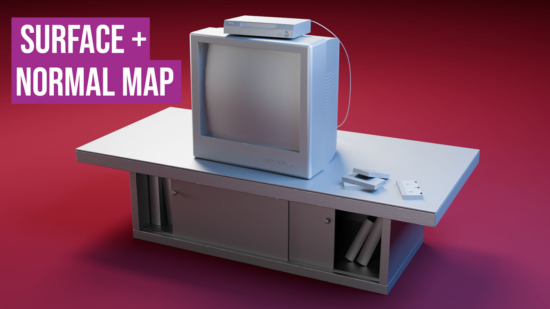 Retro TV and VCR Low-poly 3D model_18