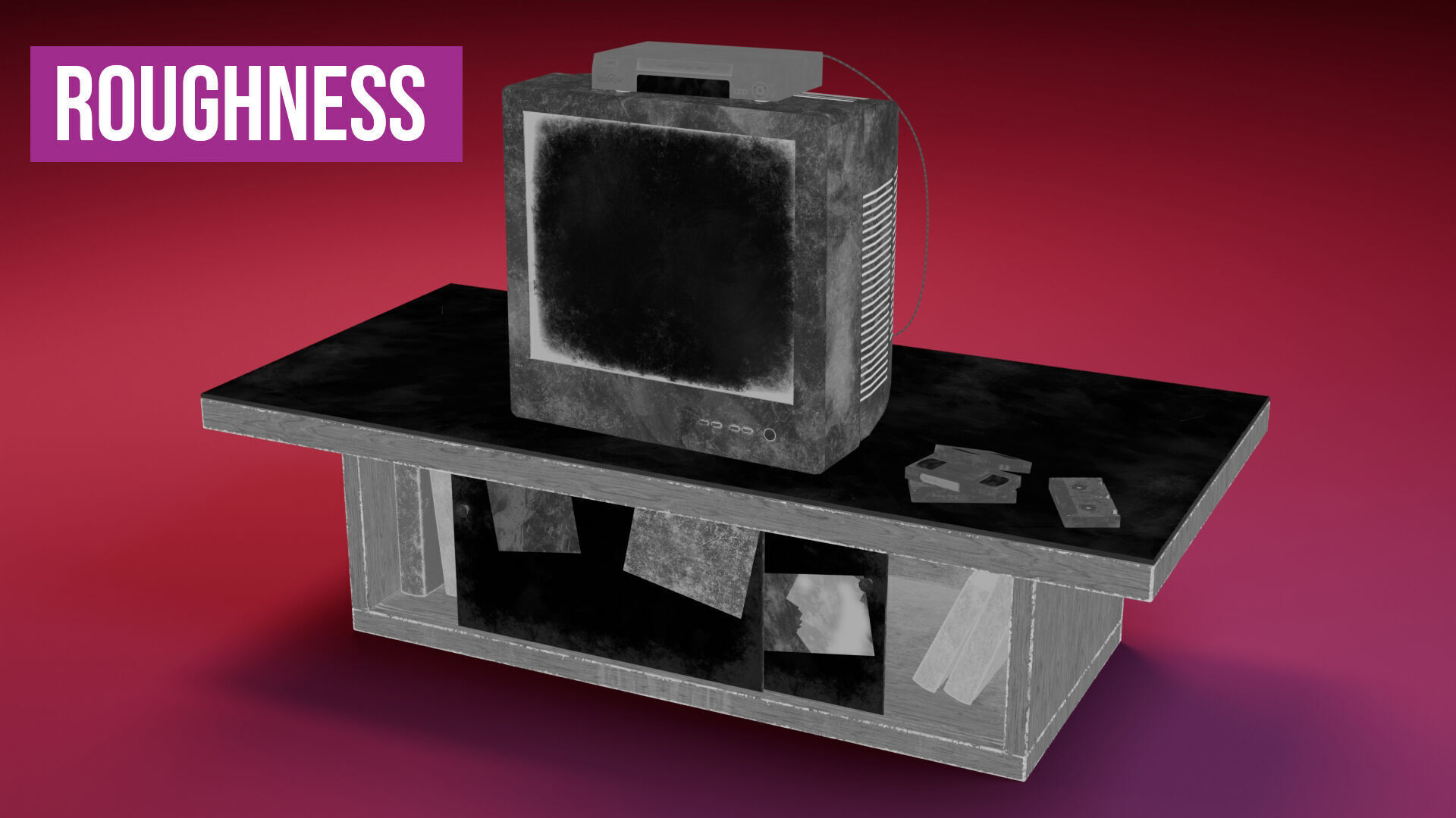 Retro TV and VCR Low-poly 3D model_30