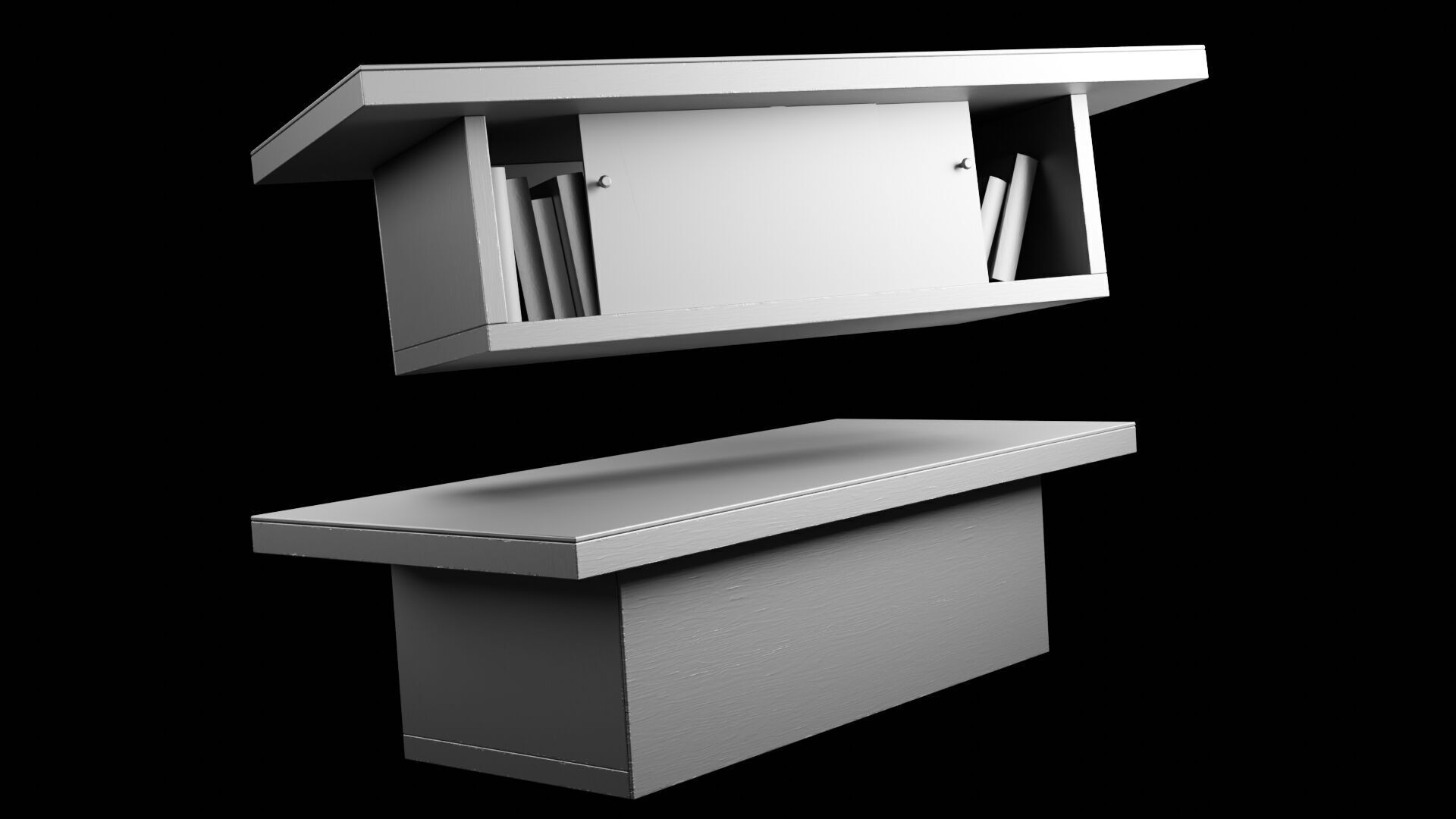 Retro TV and VCR Low-poly 3D model_22