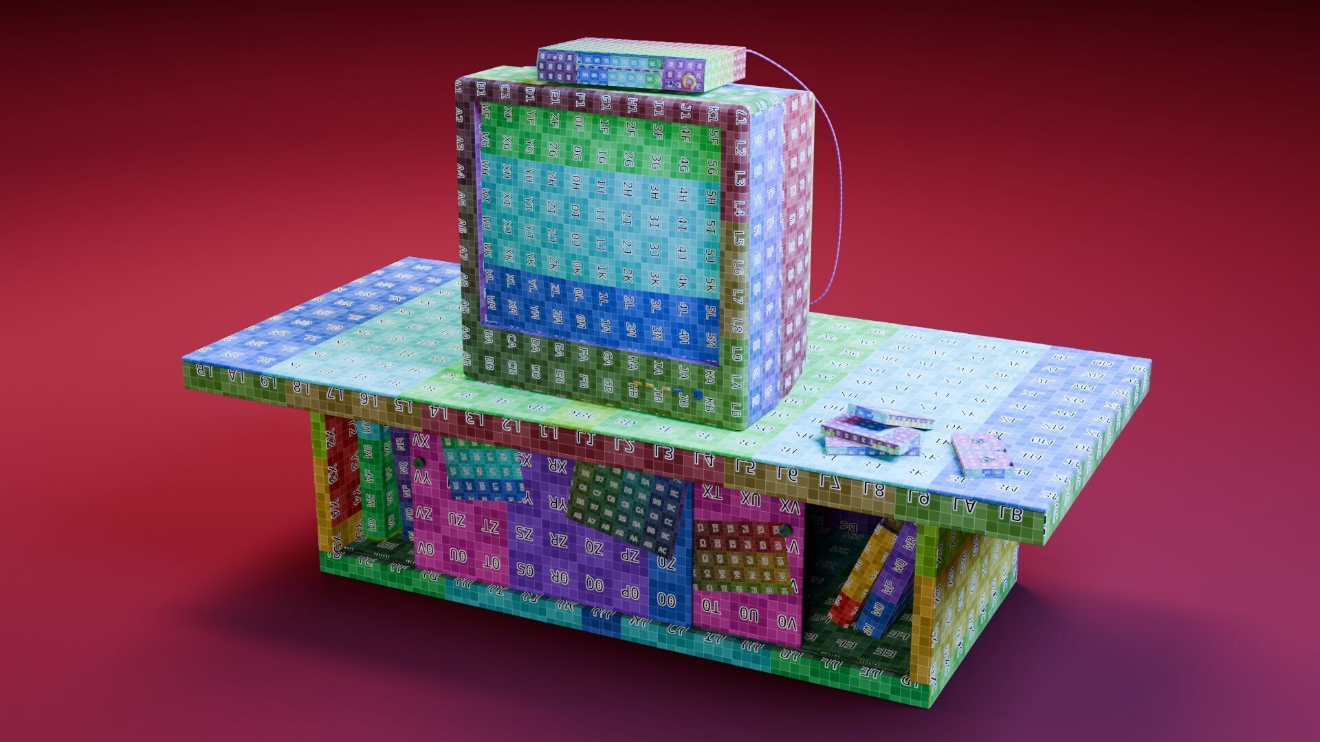 Retro TV and VCR Low-poly 3D model_23