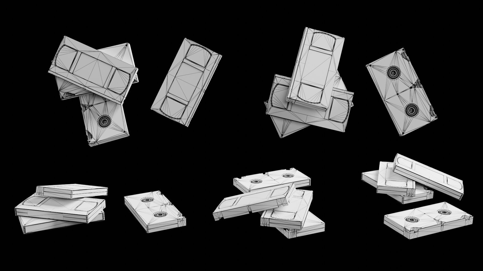 Retro TV and VCR Low-poly 3D model_11
