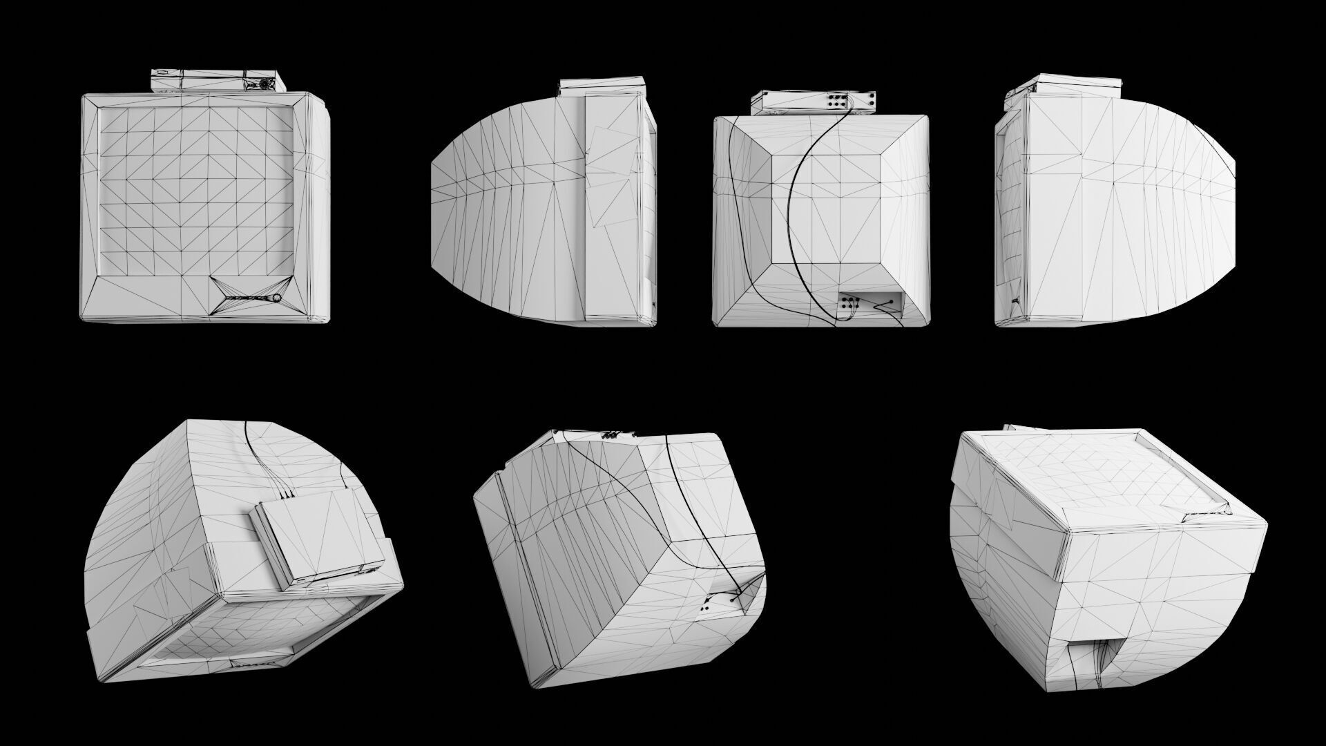 Retro TV and VCR Low-poly 3D model_10