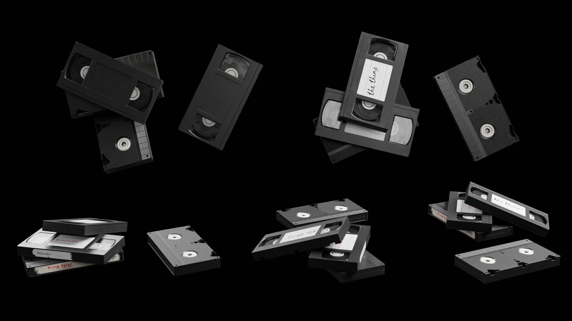 Retro TV and VCR Low-poly 3D model_6