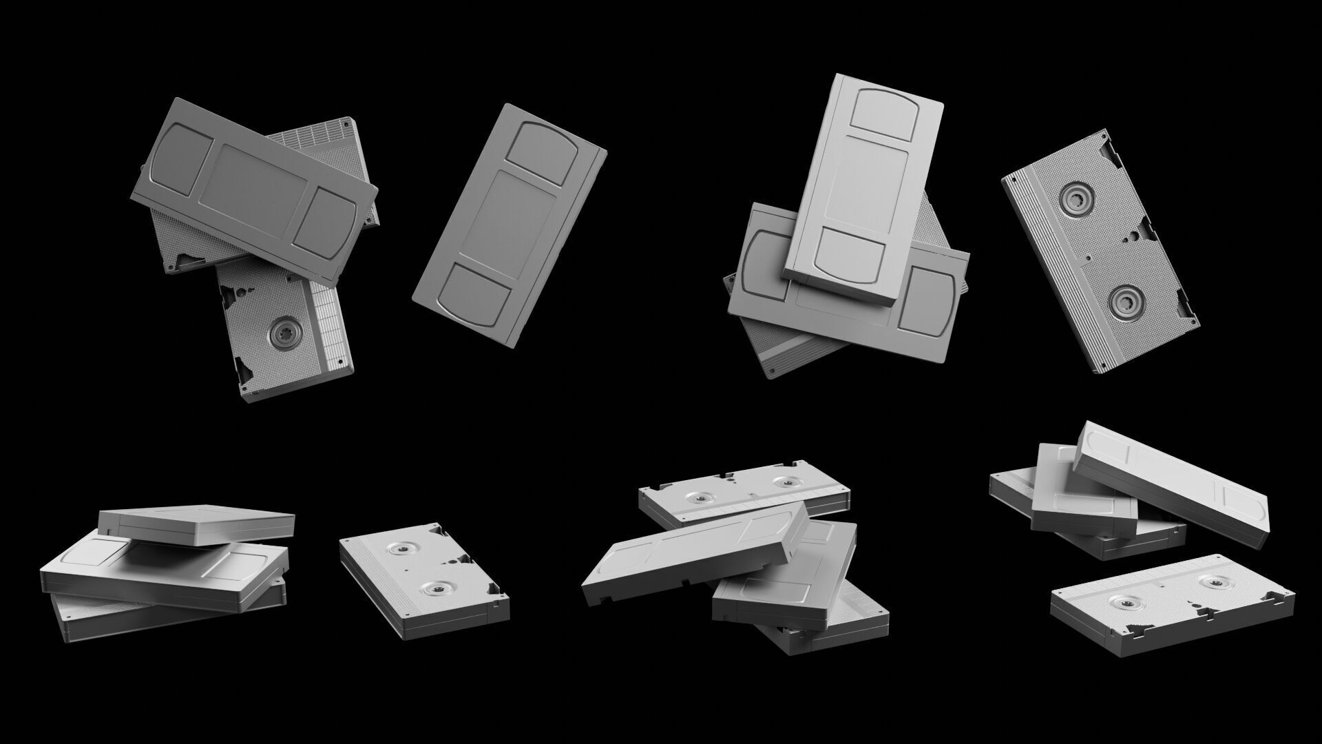 Retro TV and VCR Low-poly 3D model_21