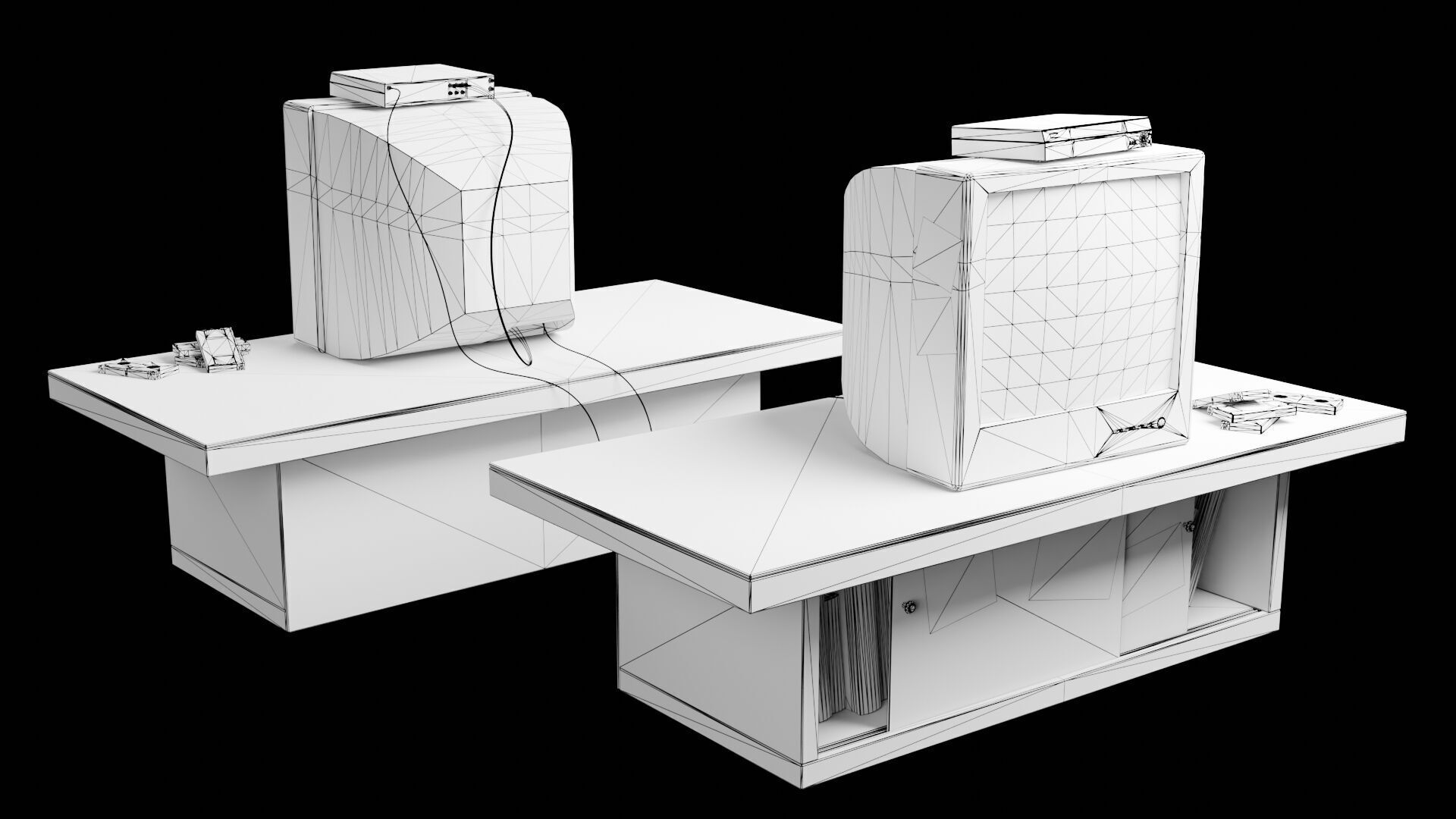 Retro TV and VCR Low-poly 3D model_9