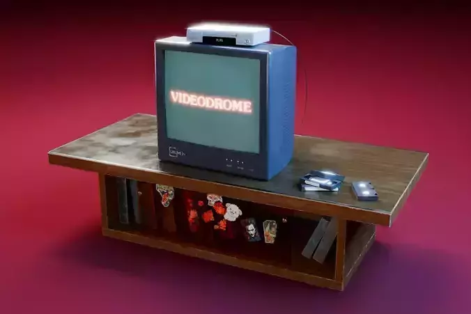 Retro TV and VCR Low-poly 3D model
