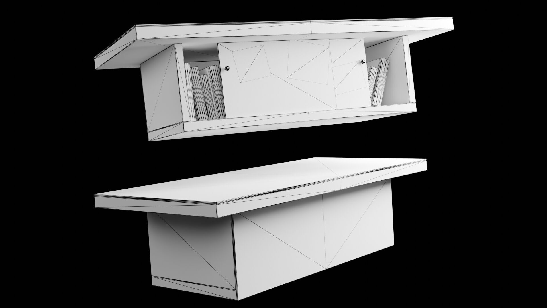 Retro TV and VCR Low-poly 3D model_12
