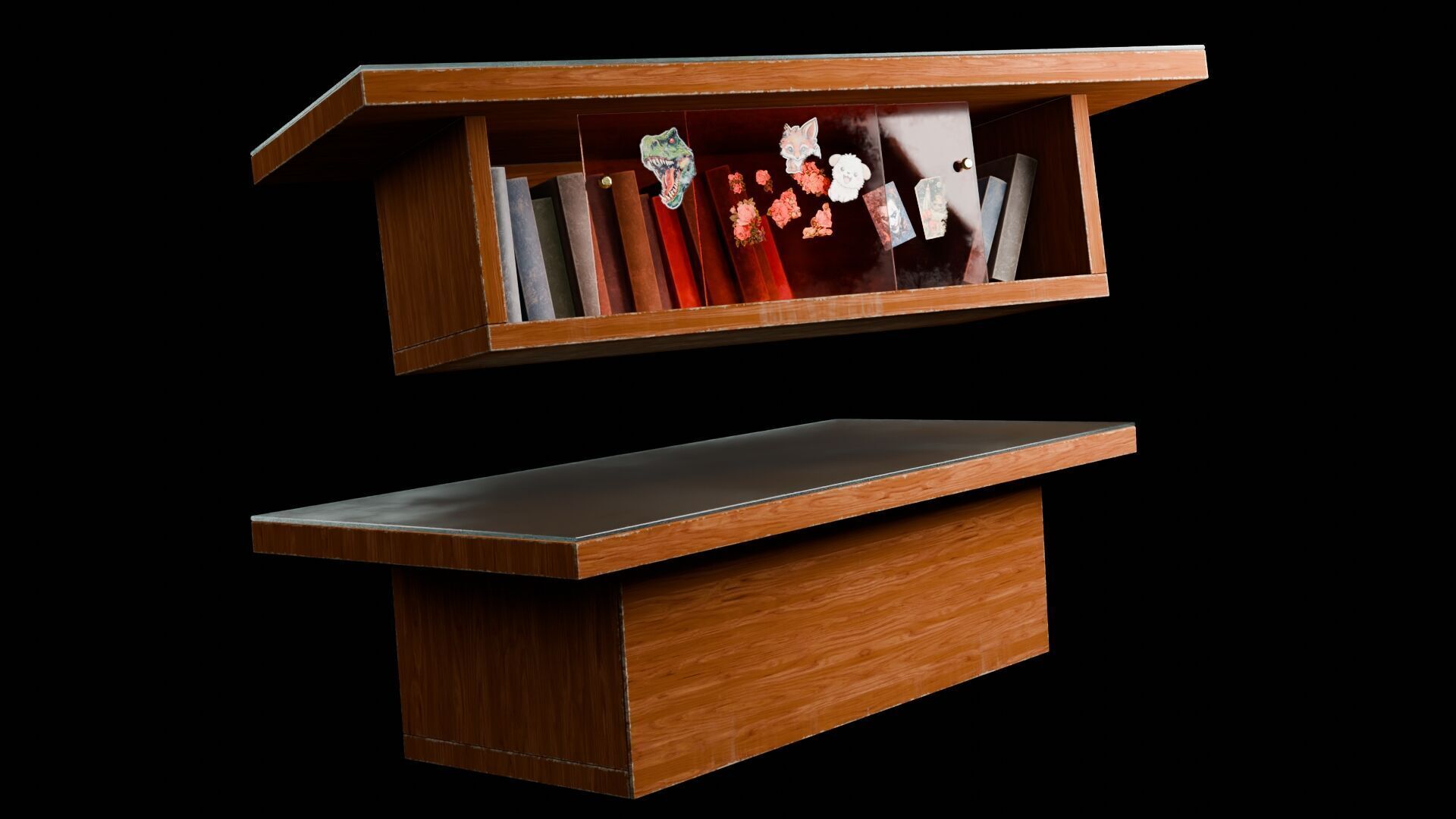 Retro TV and VCR Low-poly 3D model_7