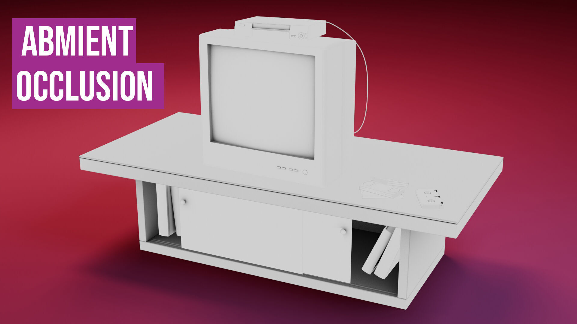 Retro TV and VCR Low-poly 3D model_29