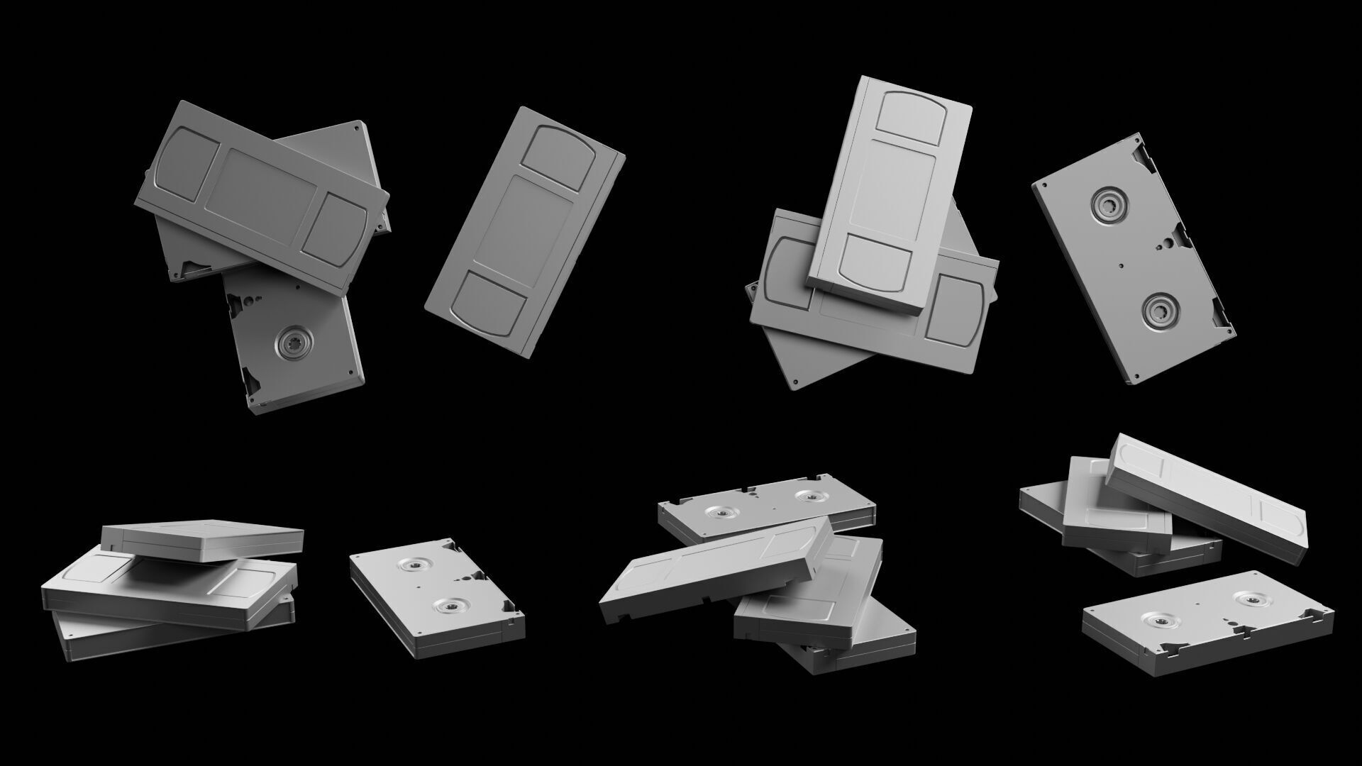 Retro TV and VCR Low-poly 3D model_16