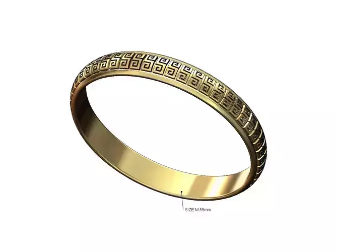 Dome greek key scroll pattern cuff bracelet bangle Size 55mm