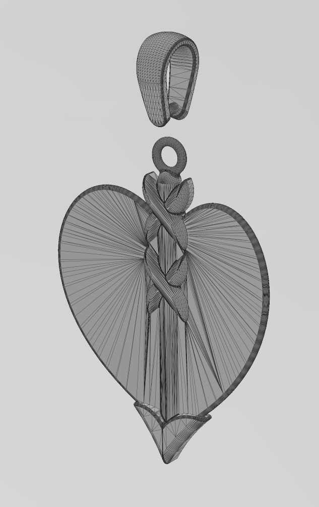 Arrow and heart pendant charm 3D print model_14