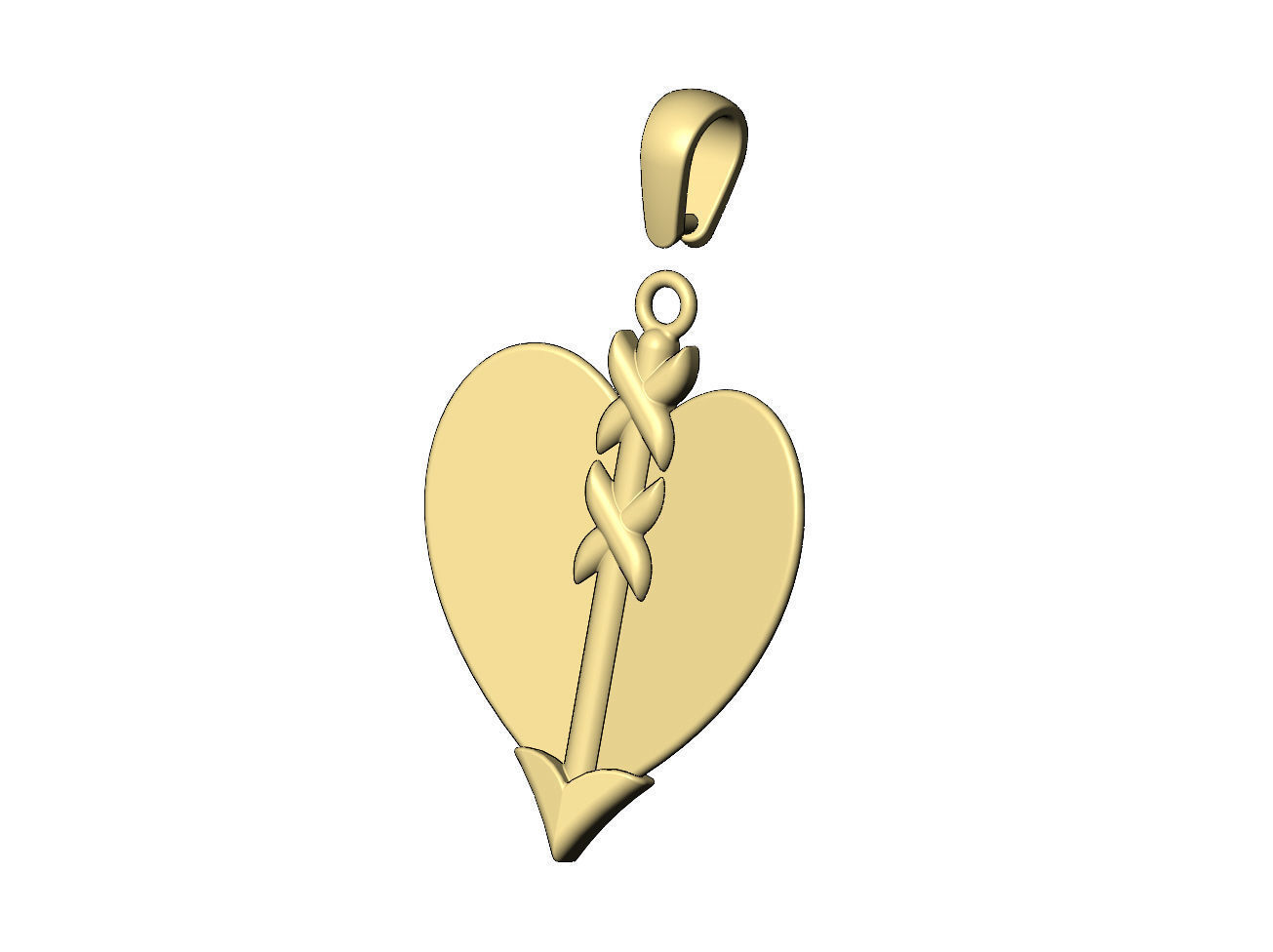 Arrow and heart pendant charm 3D print model_5