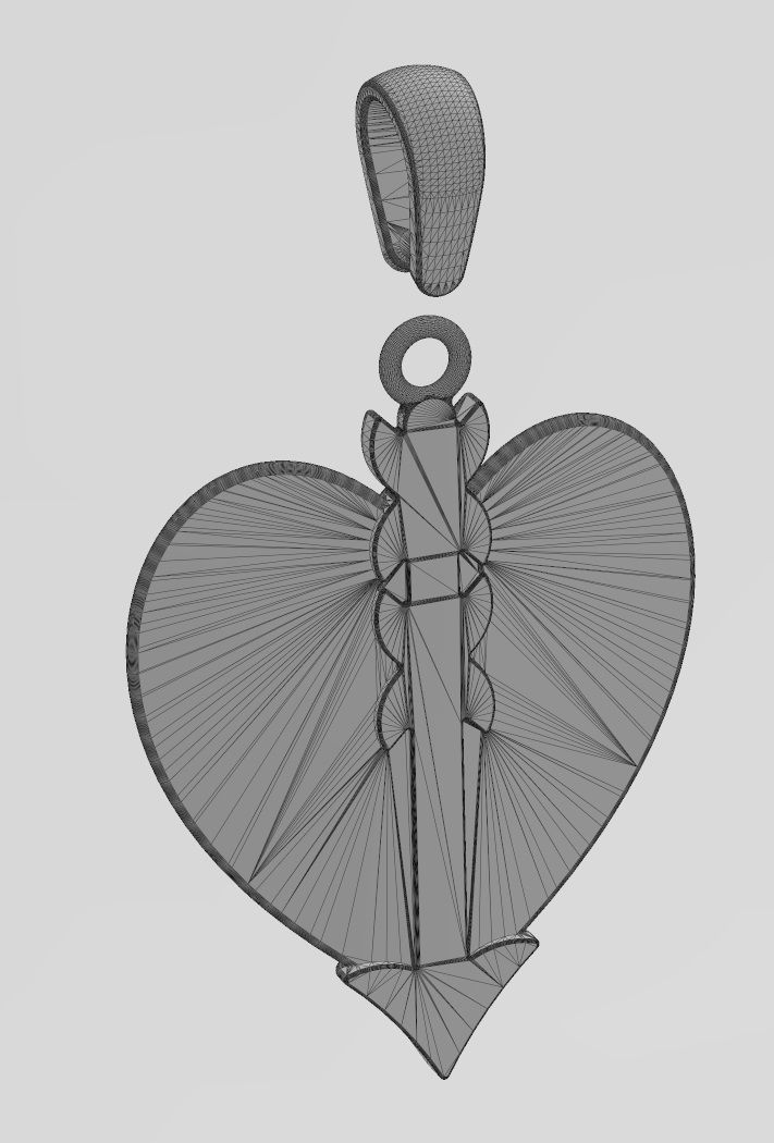 Arrow and heart pendant charm 3D print model_15