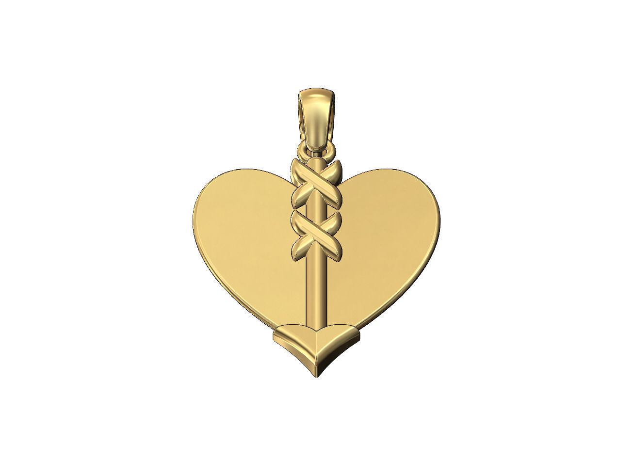 Arrow and heart pendant charm 3D print model_2