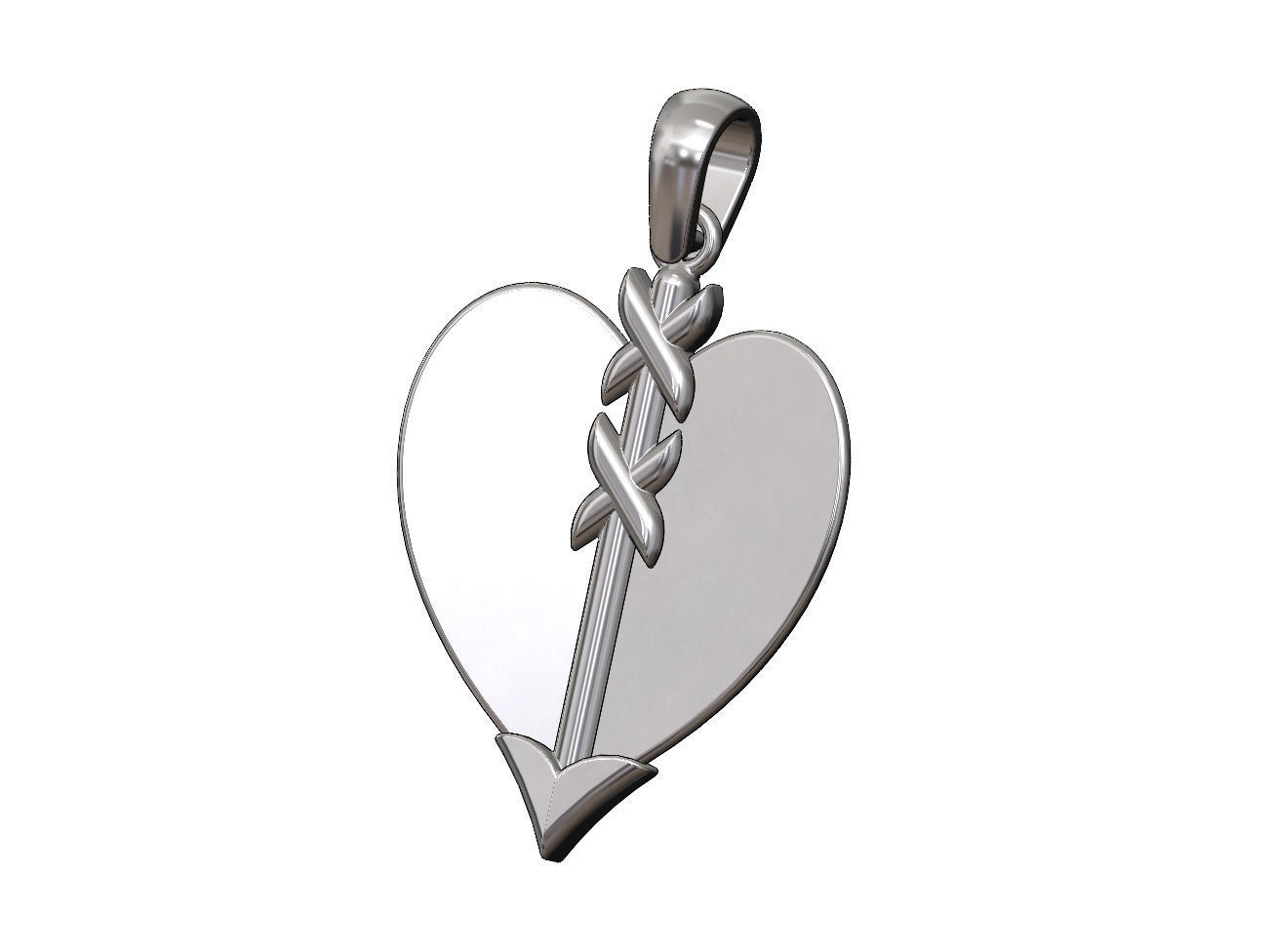 Arrow and heart pendant charm 3D print model_12
