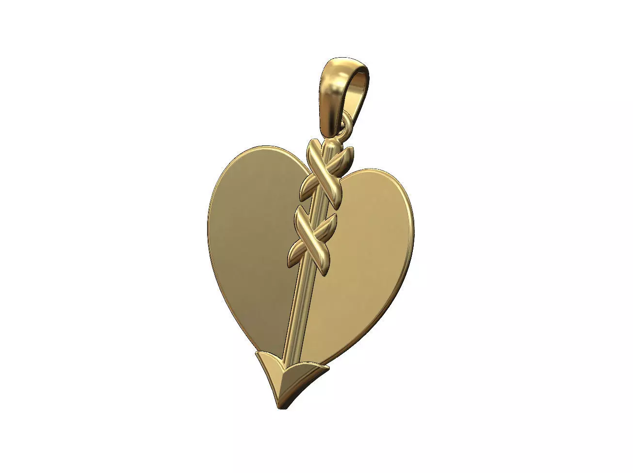Arrow and heart pendant charm 3D print model_0