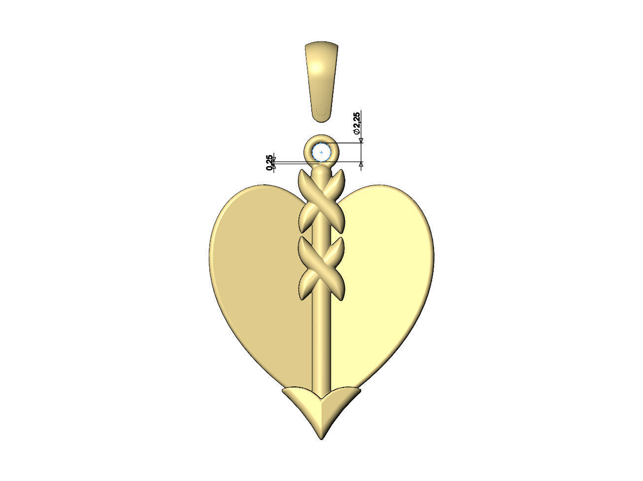 Arrow and heart pendant charm 3D print model_7