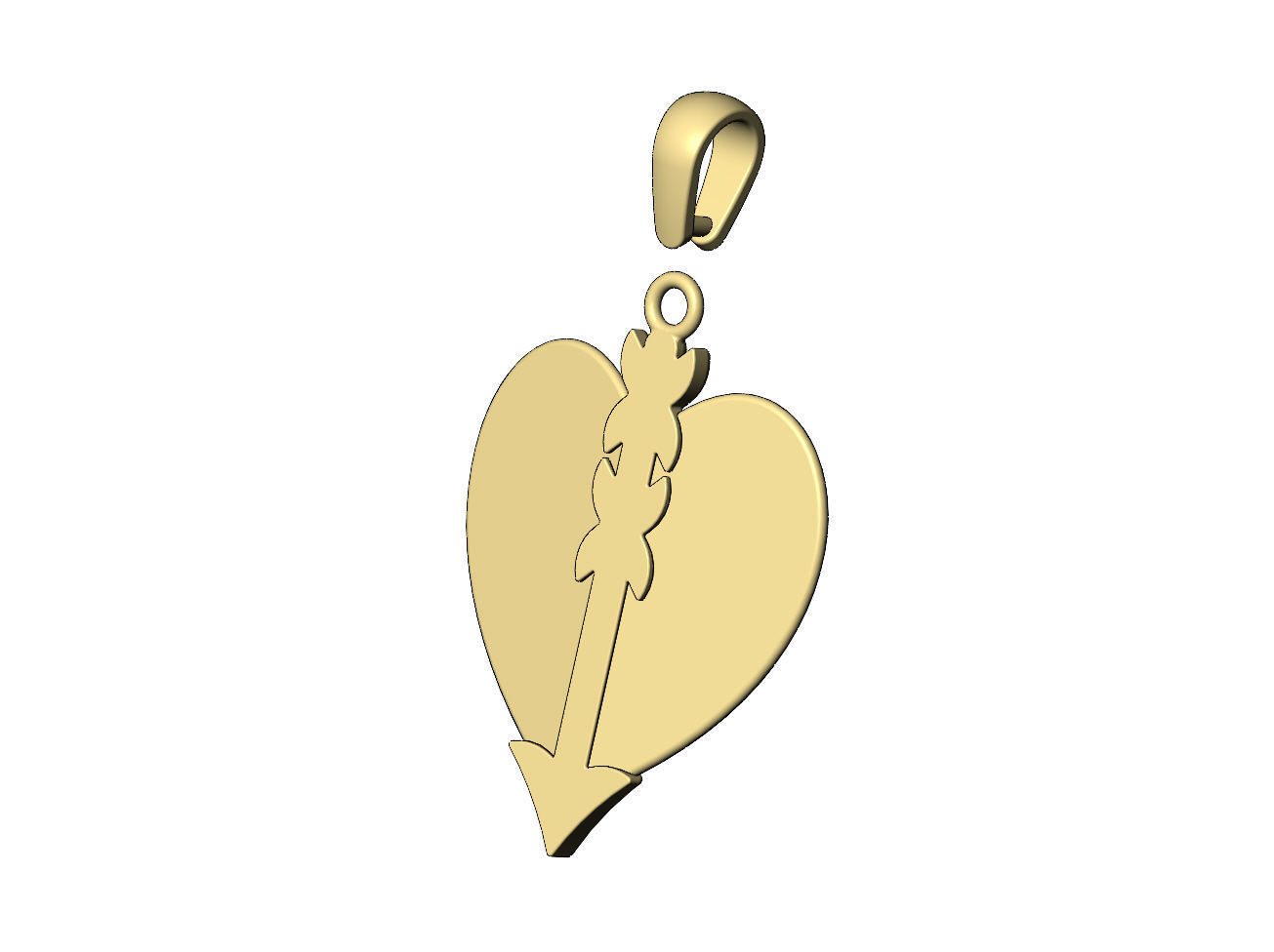 Arrow and heart pendant charm 3D print model_10