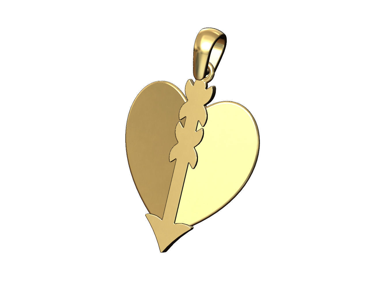 Arrow and heart pendant charm 3D print model_4