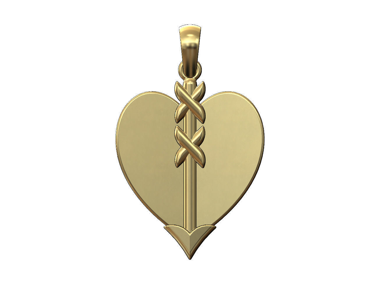 Arrow and heart pendant charm 3D print model_1
