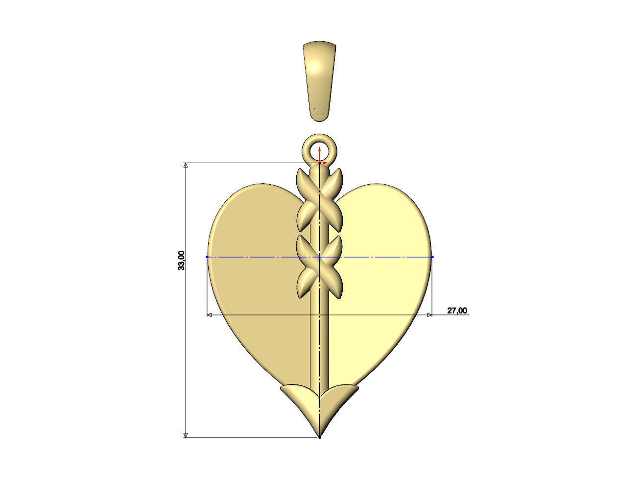 Arrow and heart pendant charm 3D print model_6