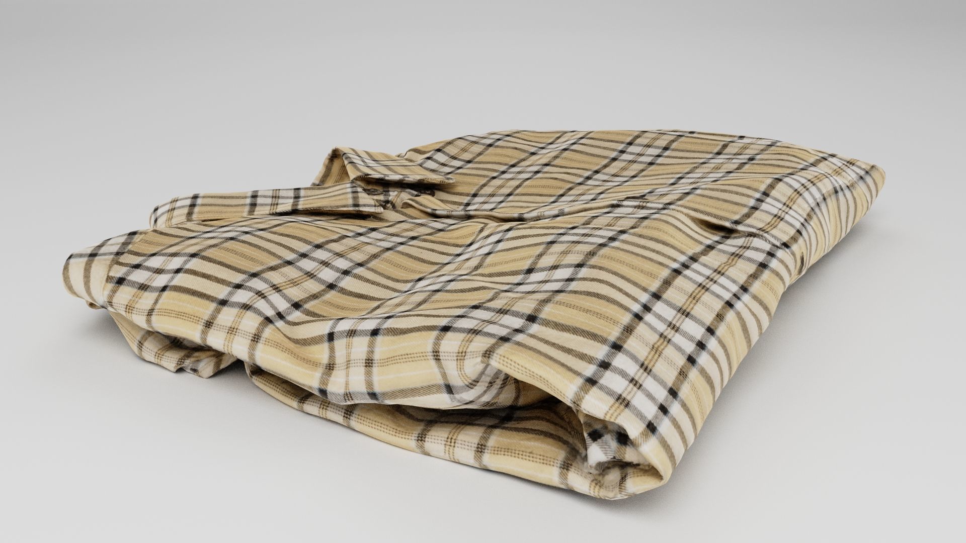 folded checkered shirt Generic casual wardrobe  3D model_3