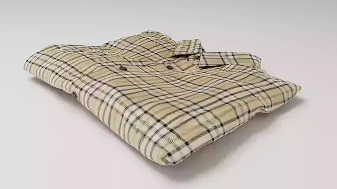 folded checkered shirt Generic casual wardrobe  3D model