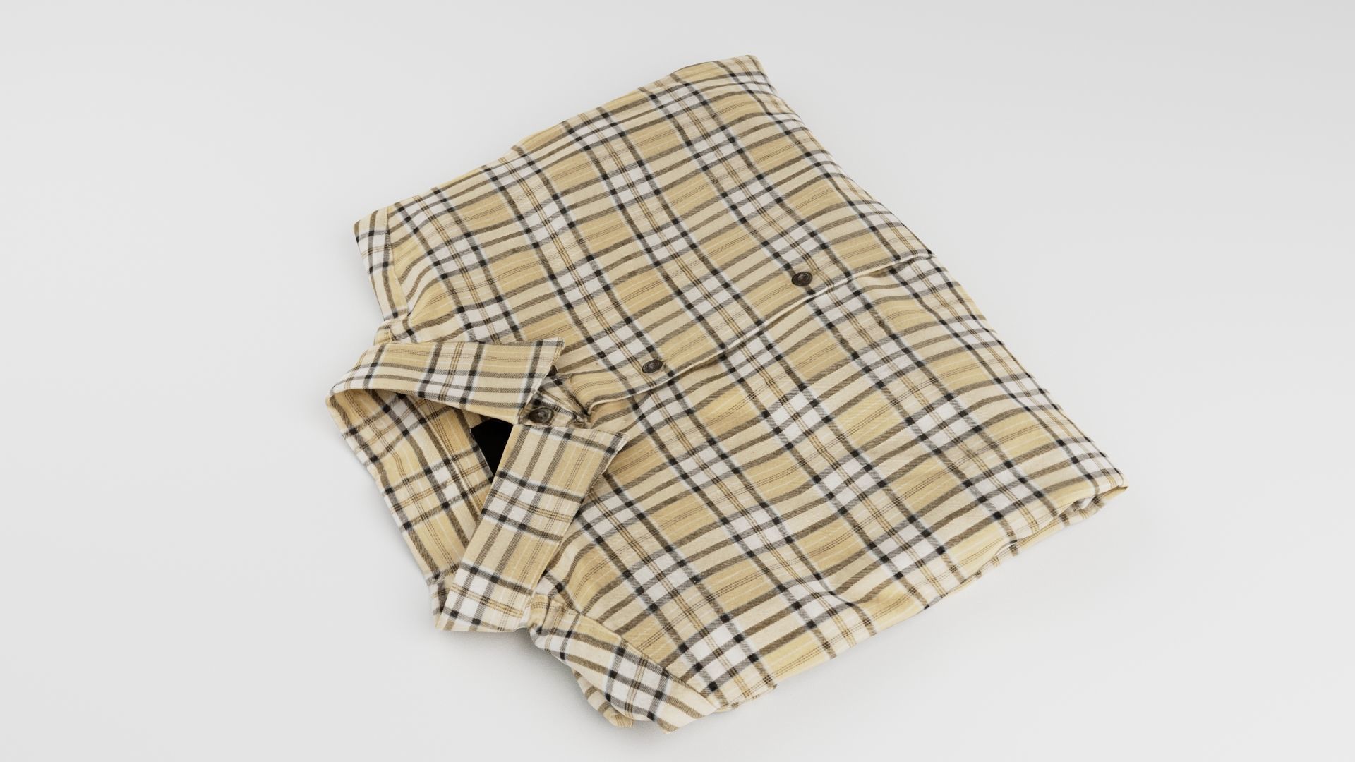 folded checkered shirt Generic casual wardrobe  3D model_2