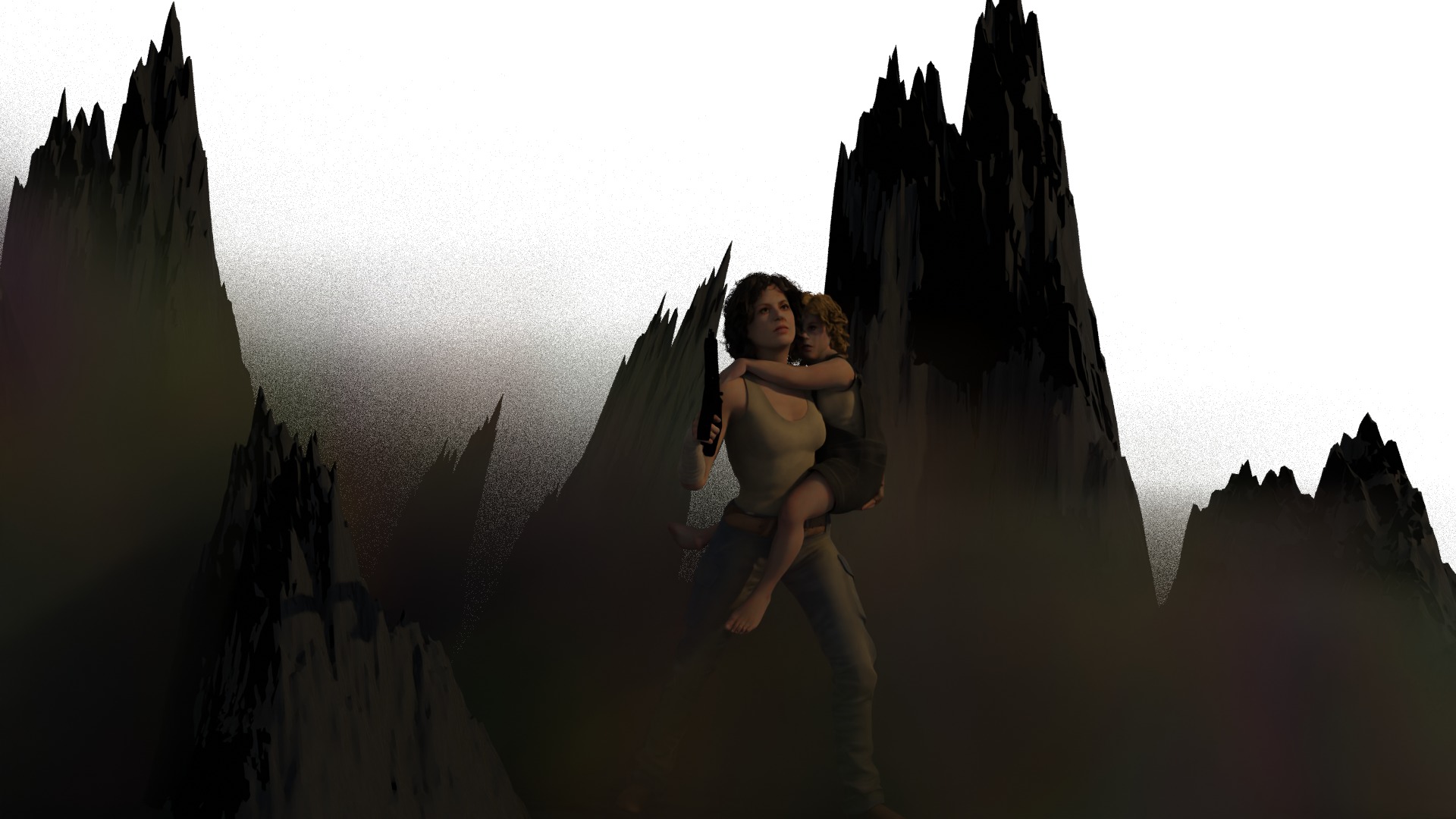 Ripley and Newt   Alien2 Character  3D model_6