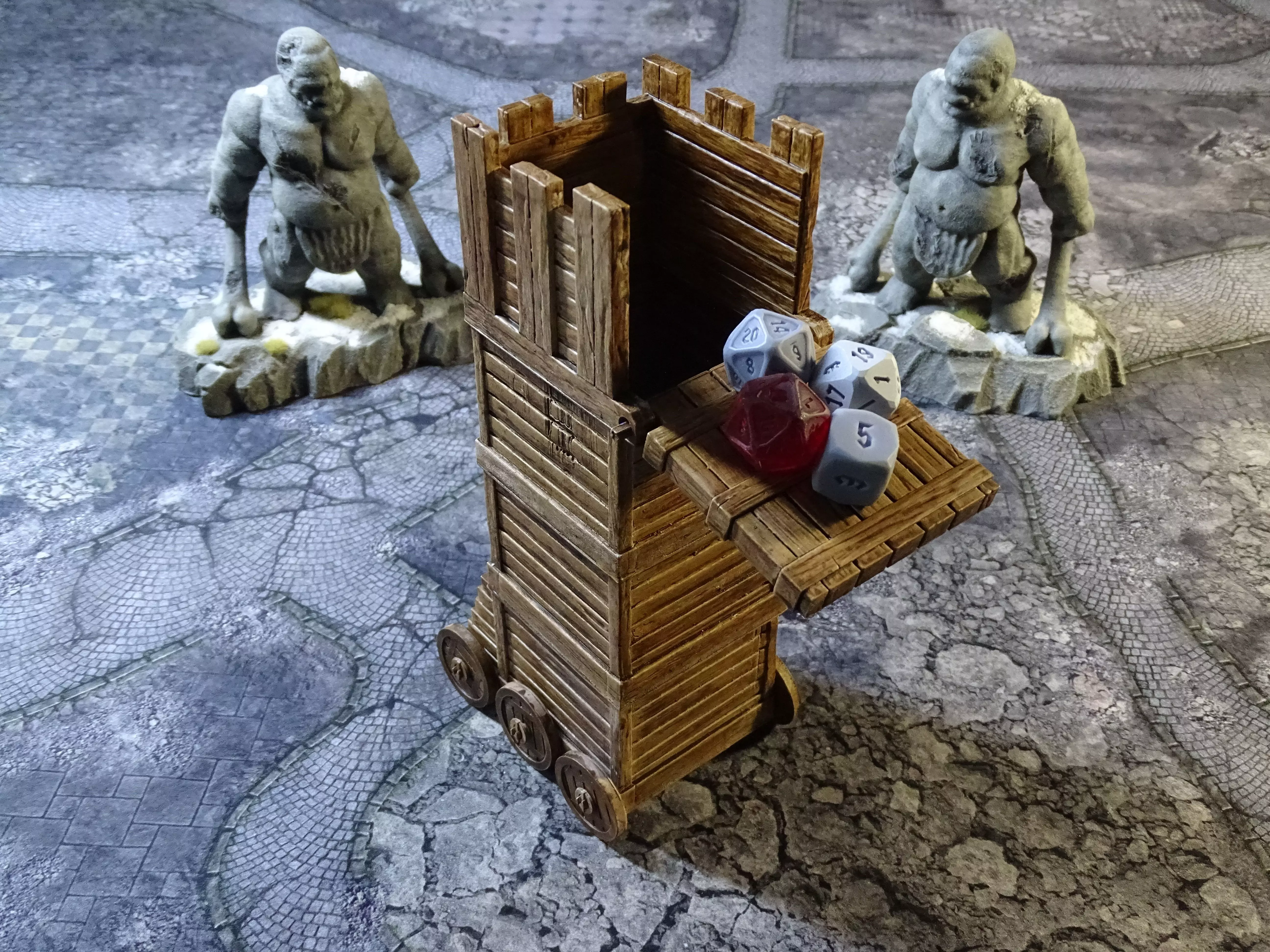 Siege Dice Tower with Gothic Dice 3D print model
