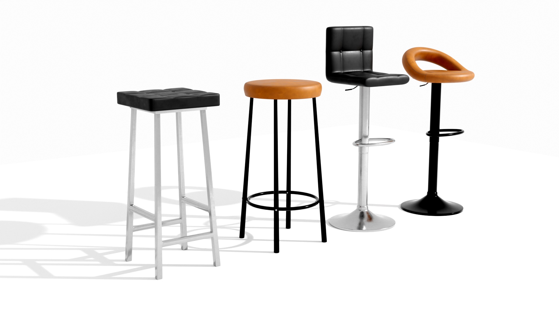 BAR STOOLS LOW-POLY PBR 3D MODEL Low-poly 3D model_3