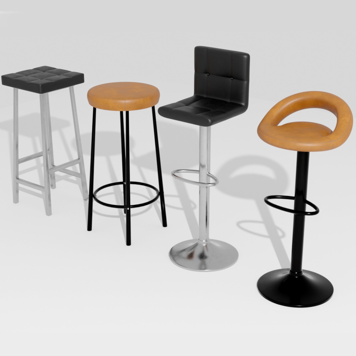 BAR STOOLS LOW-POLY PBR 3D MODEL Low-poly 3D model_9
